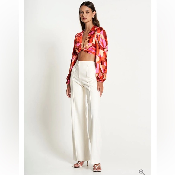 NWT Sofia The Label FARRAH STRAIGHT LEG WOOL HIGH WAIST DESIGNER PANTS TROUSERS - Picture 10 of 13